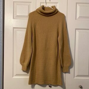 12th Tribe Brown Cowl Neck Long Sweater